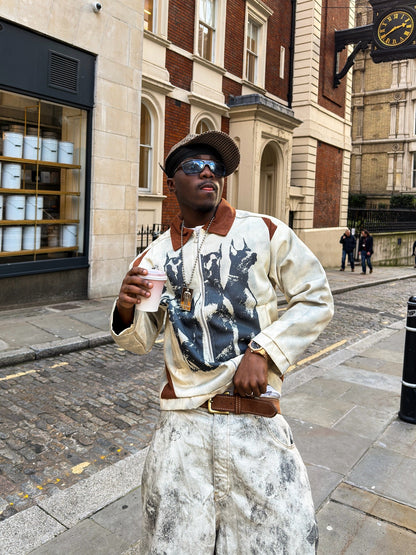 Full view of a casual polyester streetwear jacket