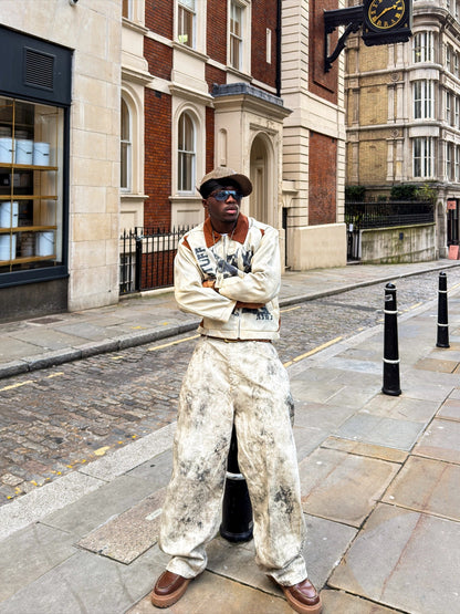 Relaxed-fit polyester streetwear jacket shown from the back
