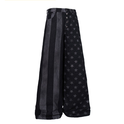 Baggy barrel-leg silhouette of the striped star jeans