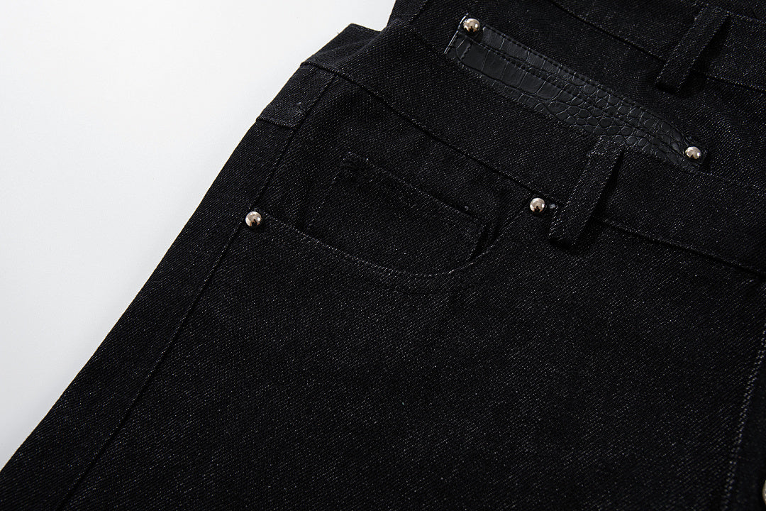 Full-length view of relaxed-fit baggy barrel jeans
