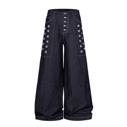 Back view of baggy jeans showing the relaxed cut and pocket design