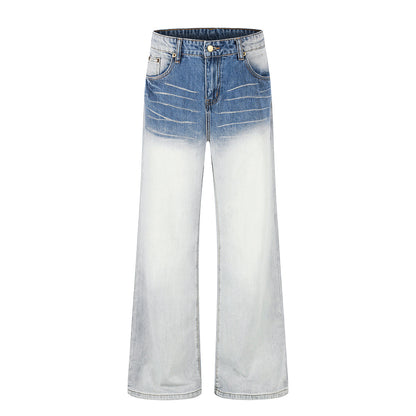 Gradient Baggy Jeans With Whisker Detail