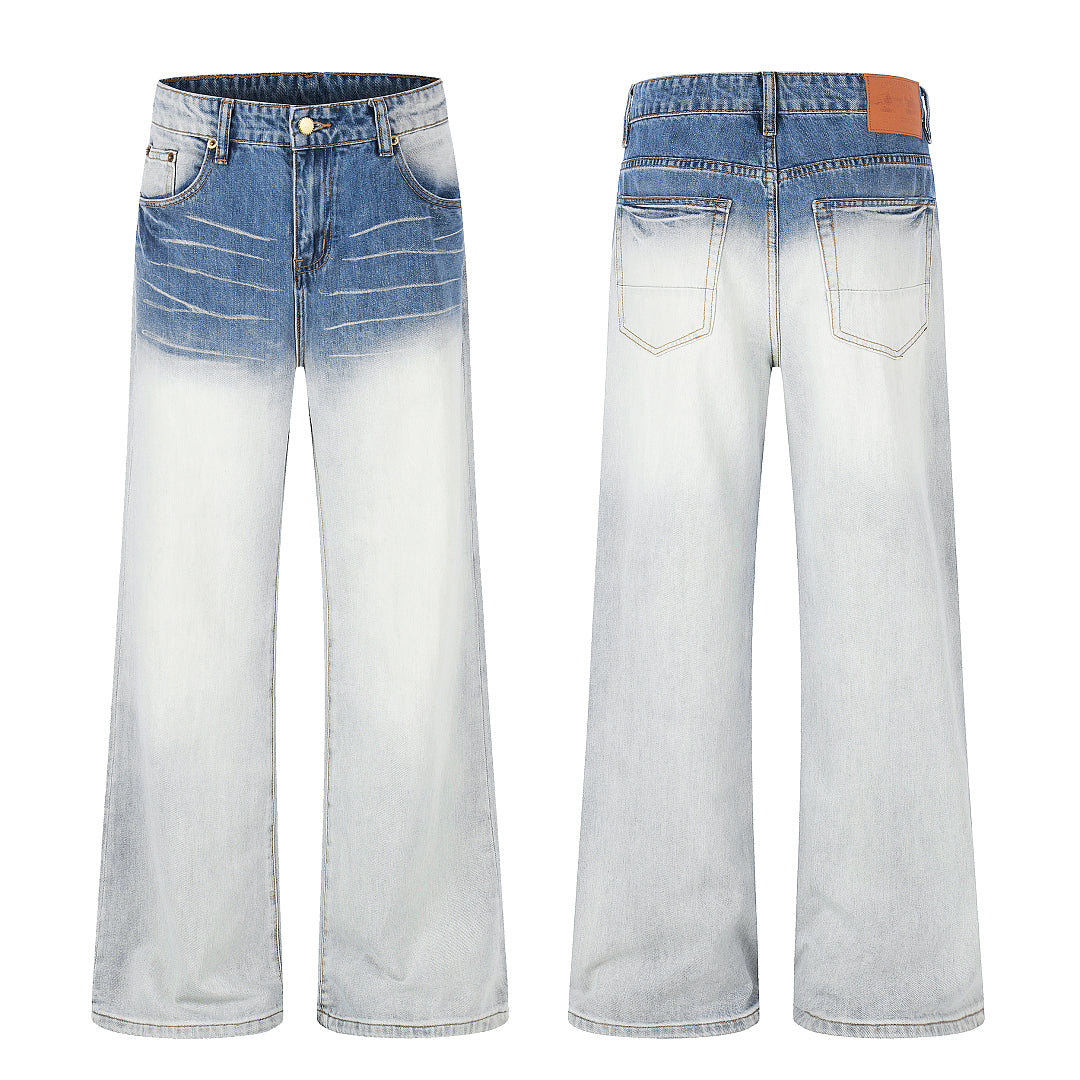 Gradient baggy jeans styled as a casual everyday wardrobe piece