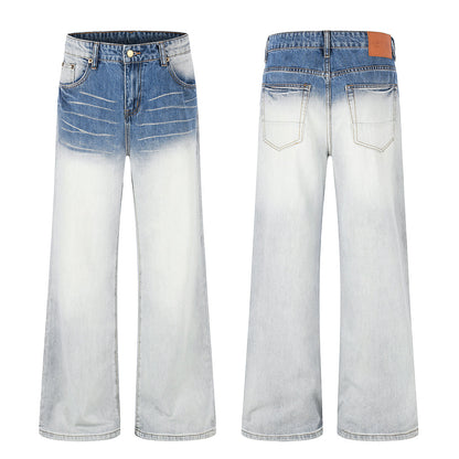 Gradient baggy jeans styled as a casual everyday wardrobe piece
