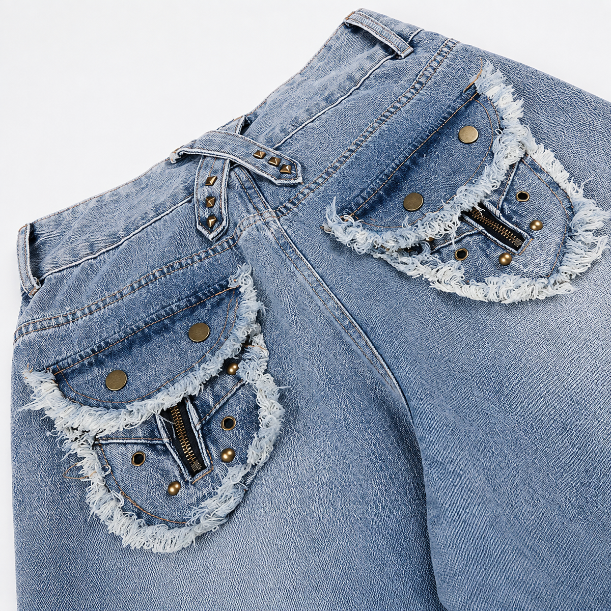Streetwear-style baggy jeans shown with their wide-leg shape