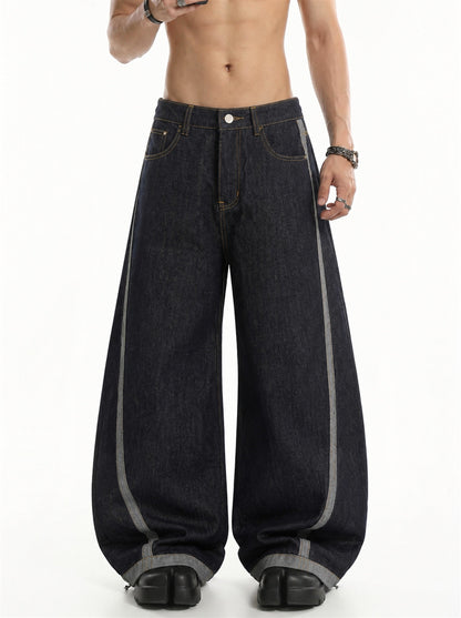 Contrast cuff baggy jeans shown from the front