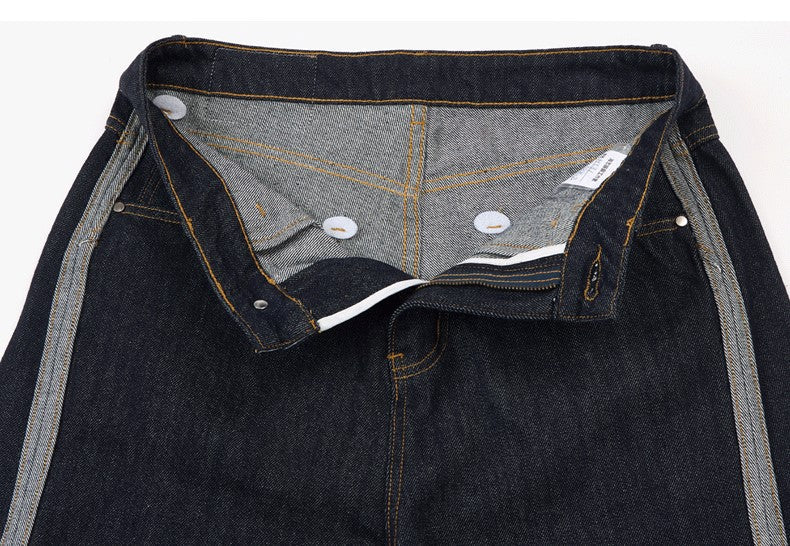 Full-length view of relaxed baggy jeans