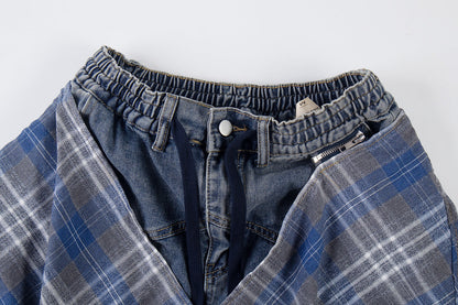 Back view of detachable layer baggy jeans