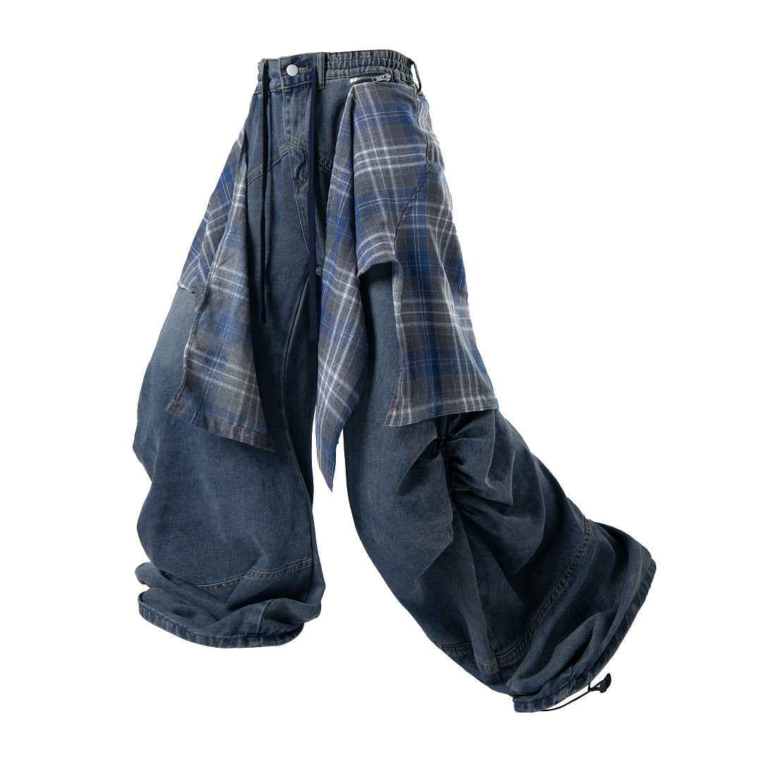 Full-length view of layered baggy denim