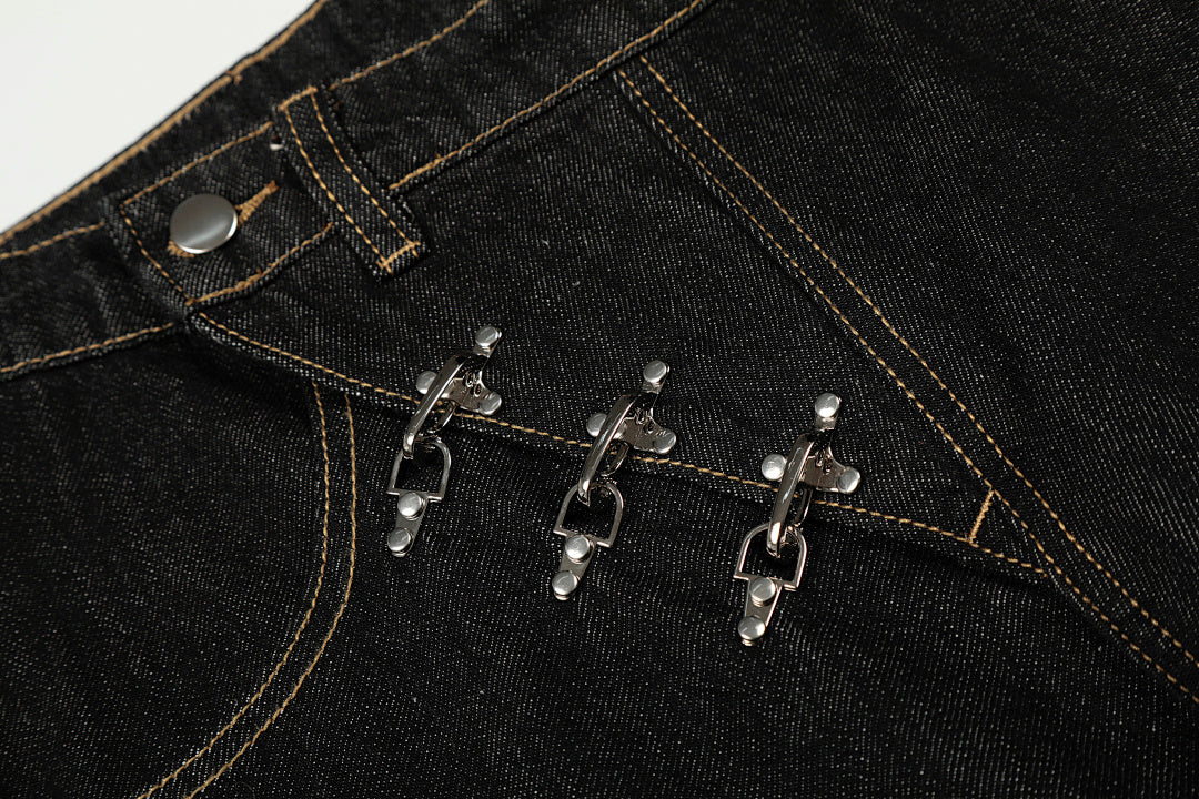 Back view of relaxed-fit baggy jeans