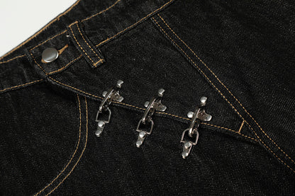 Back view of relaxed-fit baggy jeans