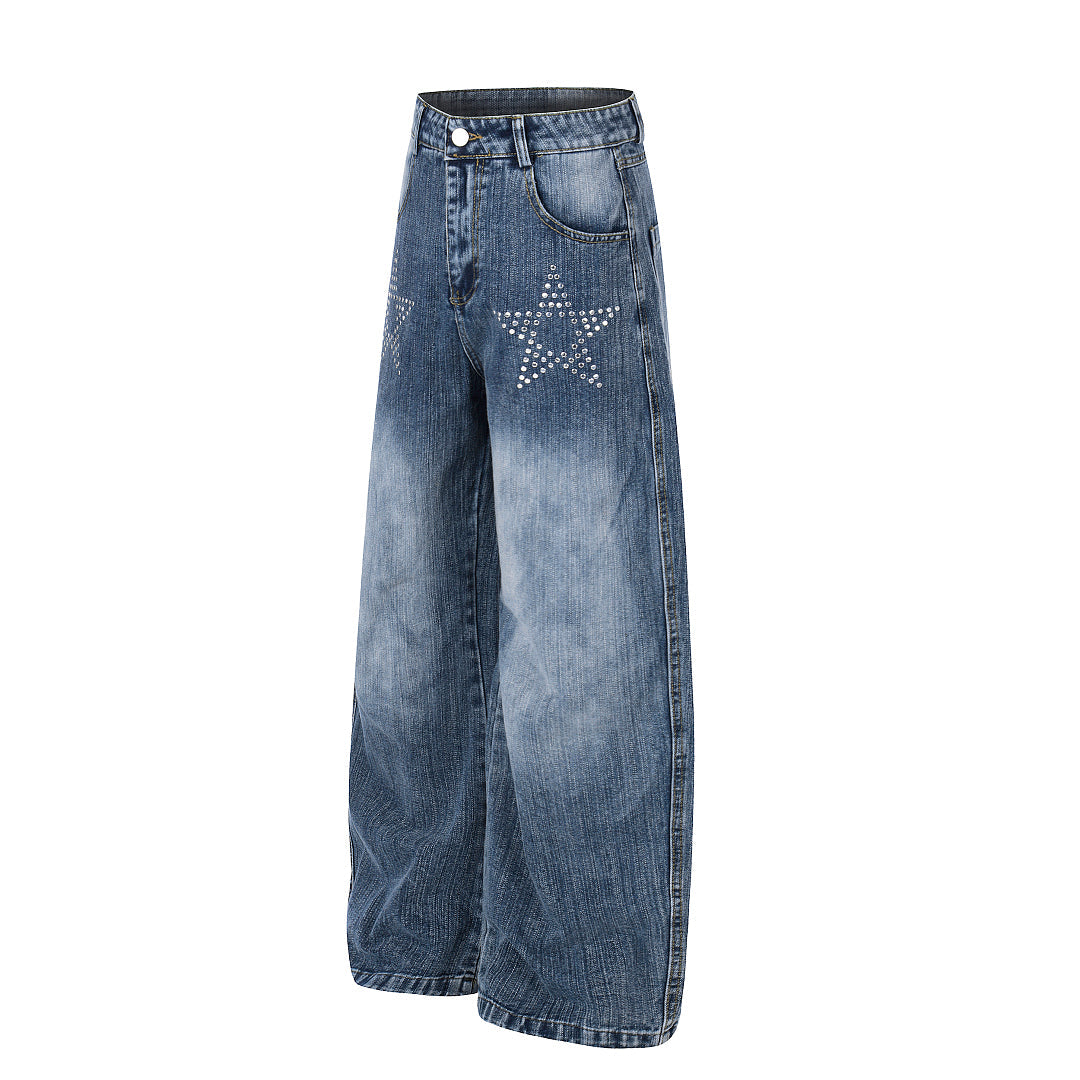 Baggy jeans showing sparkling star embellishments