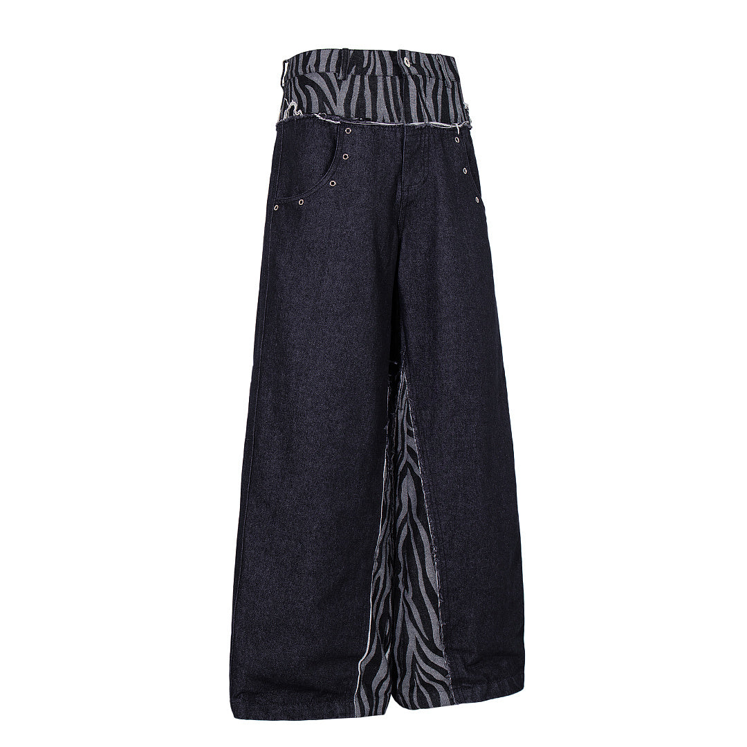 Full-length view of baggy jeans with a relaxed silhouette