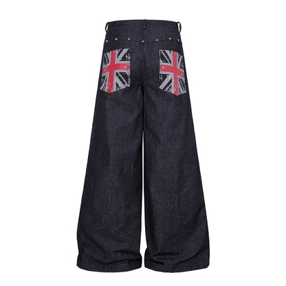 Dark denim baggy jeans styled for casual everyday wear