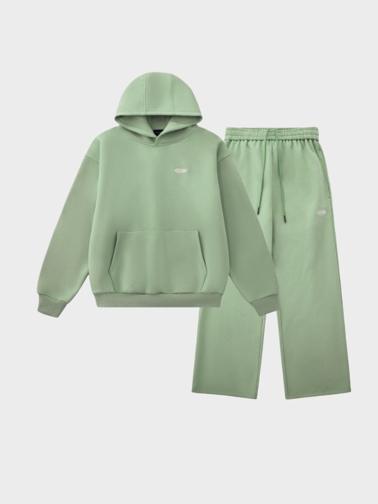 Oversized Cotton Blend Hoodie and Jogger Tracksuit Set Light Green