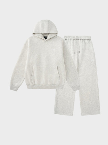 Oversized Cotton Blend Tracksuit Set Light Grey