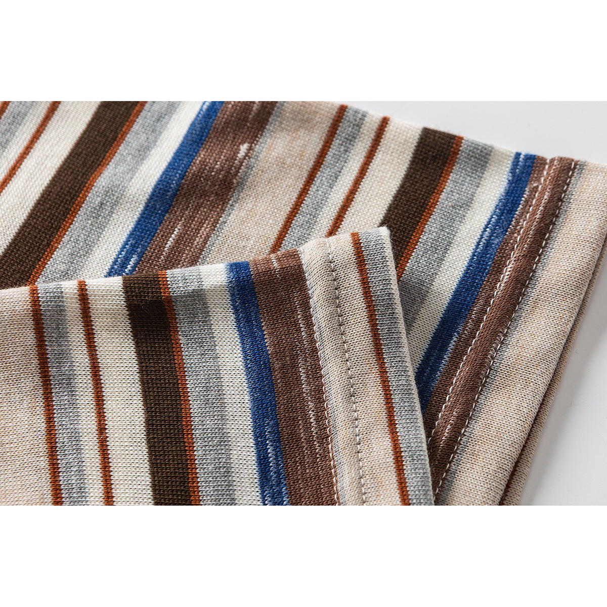 Striped pocket T-shirt folded to highlight textured finish and pattern