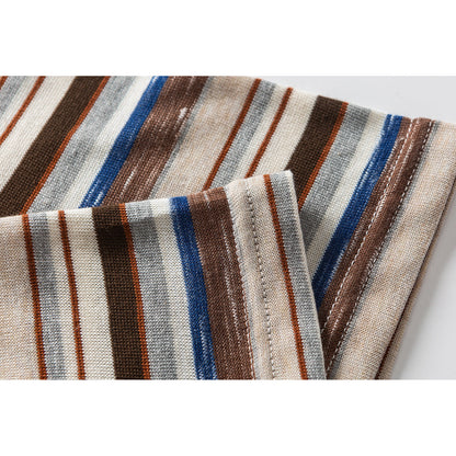 Striped pocket T-shirt folded to highlight textured finish and pattern