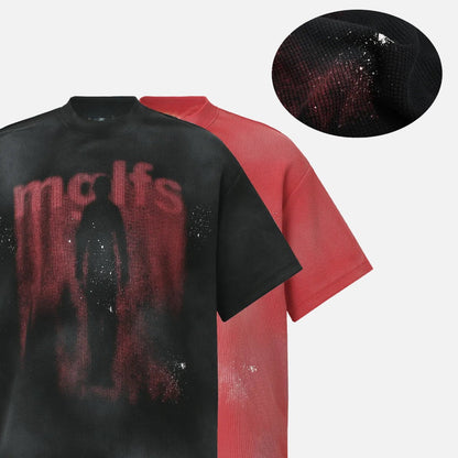 Grunge Graphic Waffle Knit T-Shirt