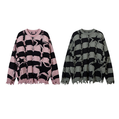 Oversized knitted sweater showing the star and stripe pattern