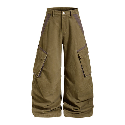 Close-up of contrast panel detailing on cargo trousers