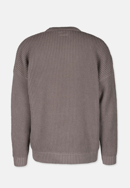 Boxy Waffle Knit Organic Cotton Sweater Mud