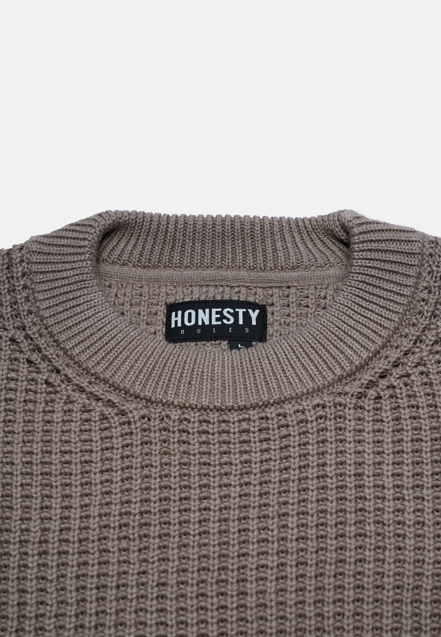 Boxy Waffle Knit Organic Cotton Sweater Mud