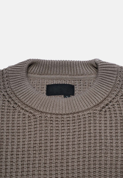 Revelse™ Boxy Waffle Knit Organic Cotton Sweater Mud