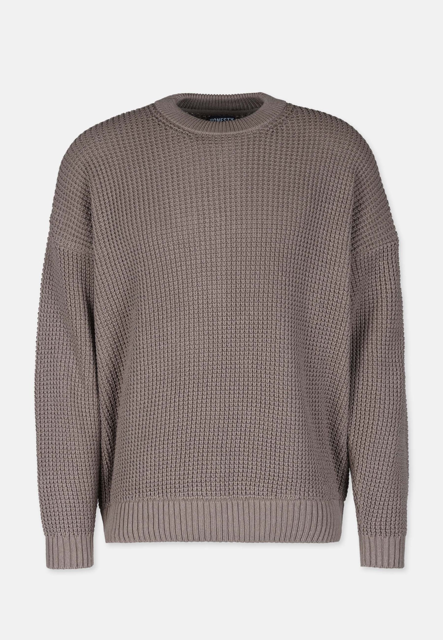 Boxy Waffle Knit Organic Cotton Sweater Mud