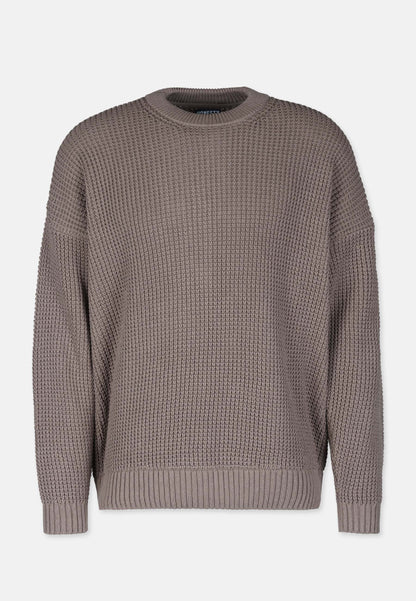 Boxy Waffle Knit Organic Cotton Sweater Mud