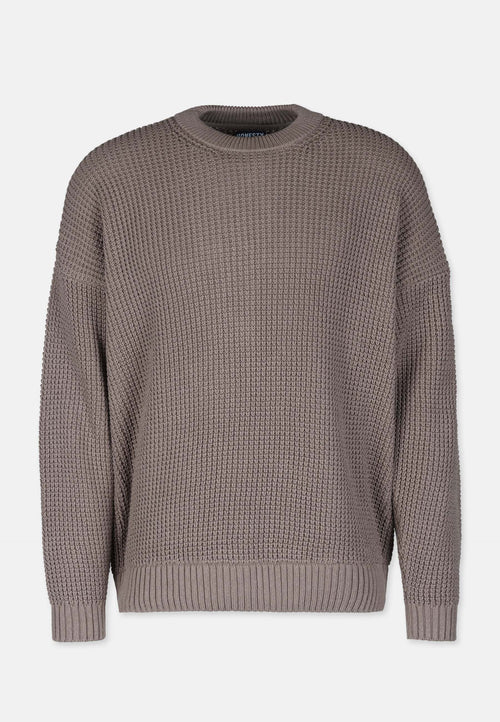 Revelse™ Boxy Waffle Knit Organic Cotton Sweater Mud