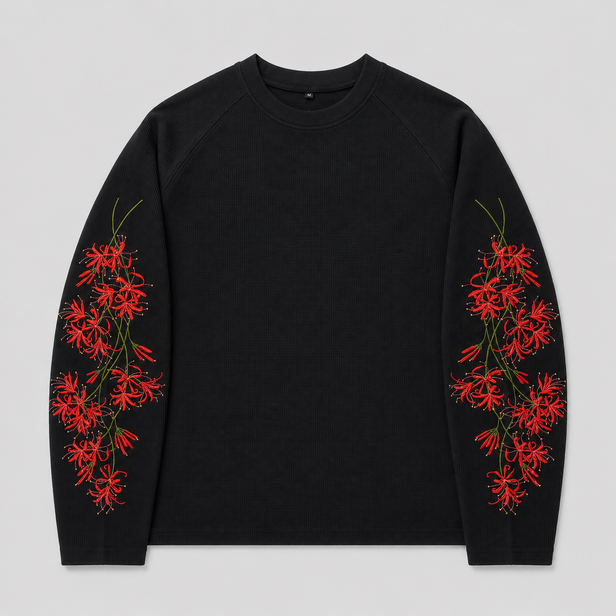 Embroidered Floral Longsleeve Shirt Red