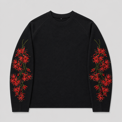 Embroidered Floral Longsleeve Shirt Red