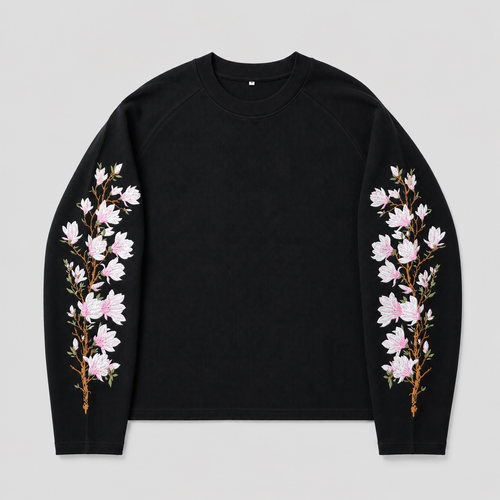 Embroidered Pink Blossom Longsleeve Top
