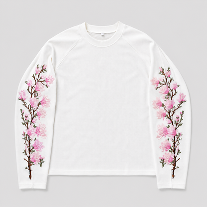 Embroidered Pink Blossom Longsleeve Top