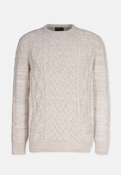 Organic Cotton Cable Knit Sweater Beige