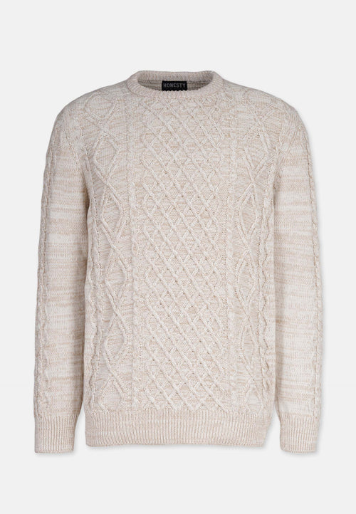 Organic Cotton Cable Knit Sweater Beige