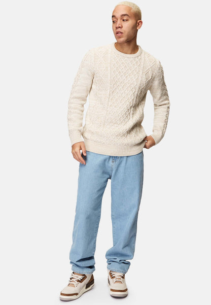 Organic Cotton Cable Knit Sweater Beige