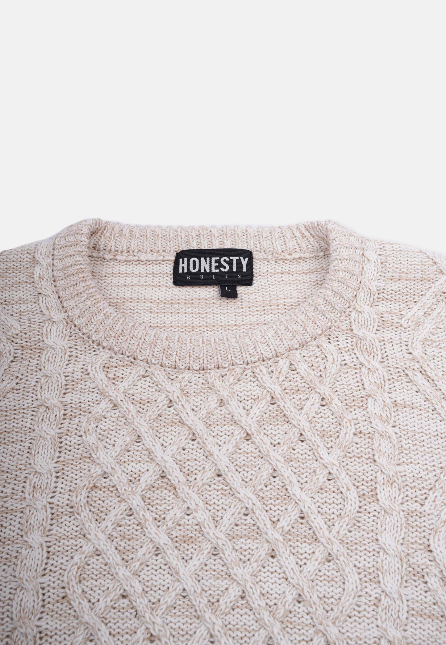 Organic Cotton Cable Knit Sweater Beige