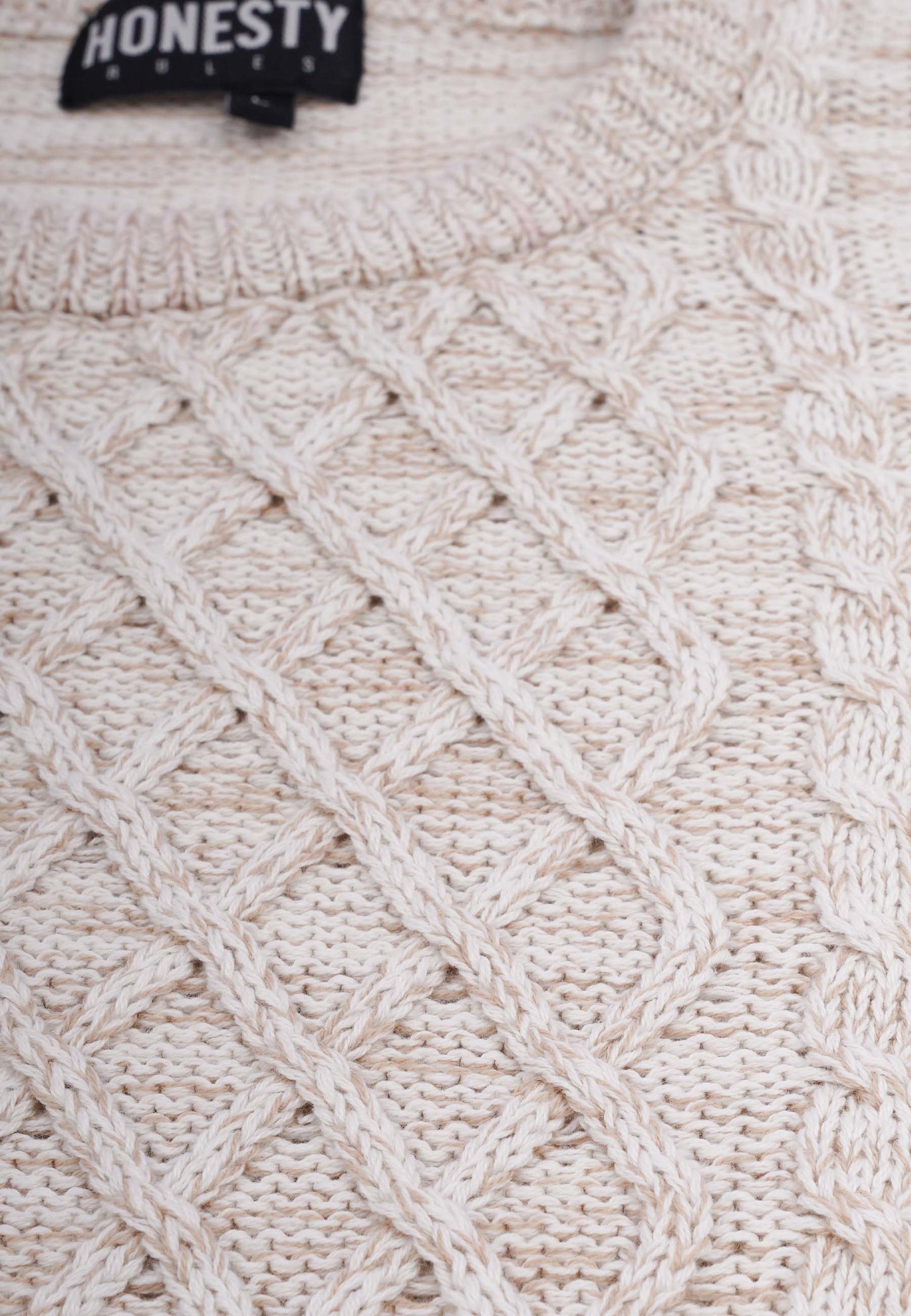 Organic Cotton Cable Knit Sweater Beige