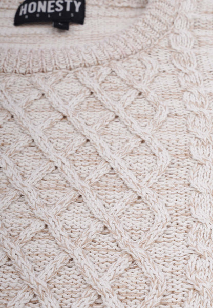 Organic Cotton Cable Knit Sweater Beige
