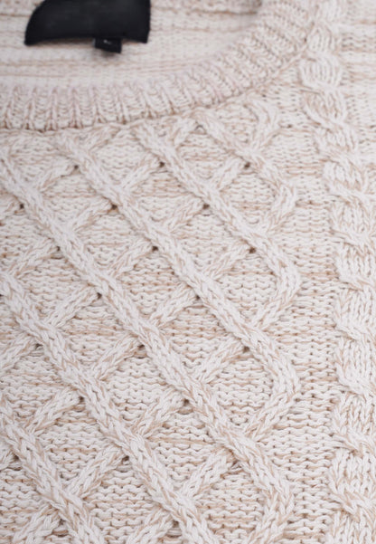Revelse™ Organic Cotton Cable Knit Sweater Beige