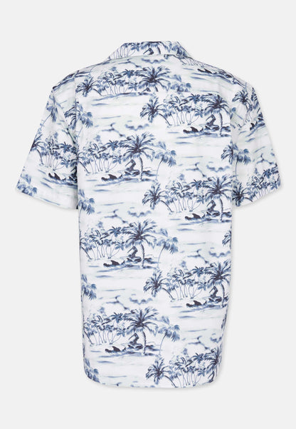 Organic Cotton Loose Fit Short Sleeve Shirt Blue