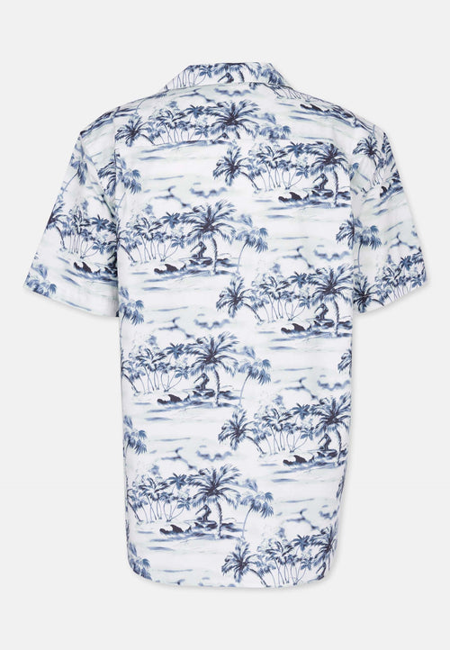Organic Cotton Loose Fit Short Sleeve Shirt Blue