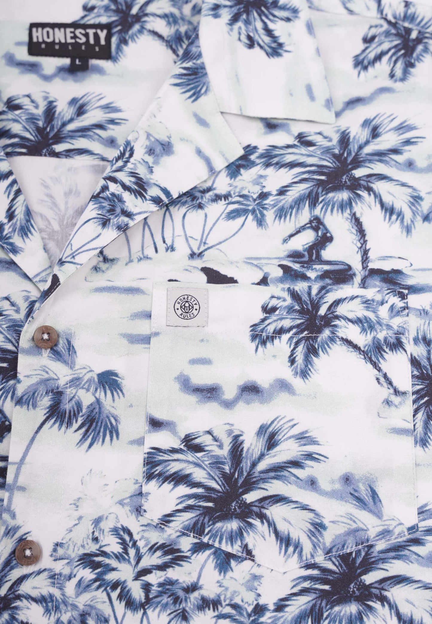 Organic Cotton Loose Fit Short Sleeve Shirt Blue