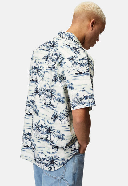Organic Cotton Loose Fit Short Sleeve Shirt Blue