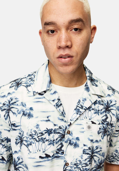 Organic Cotton Loose Fit Short Sleeve Shirt Blue