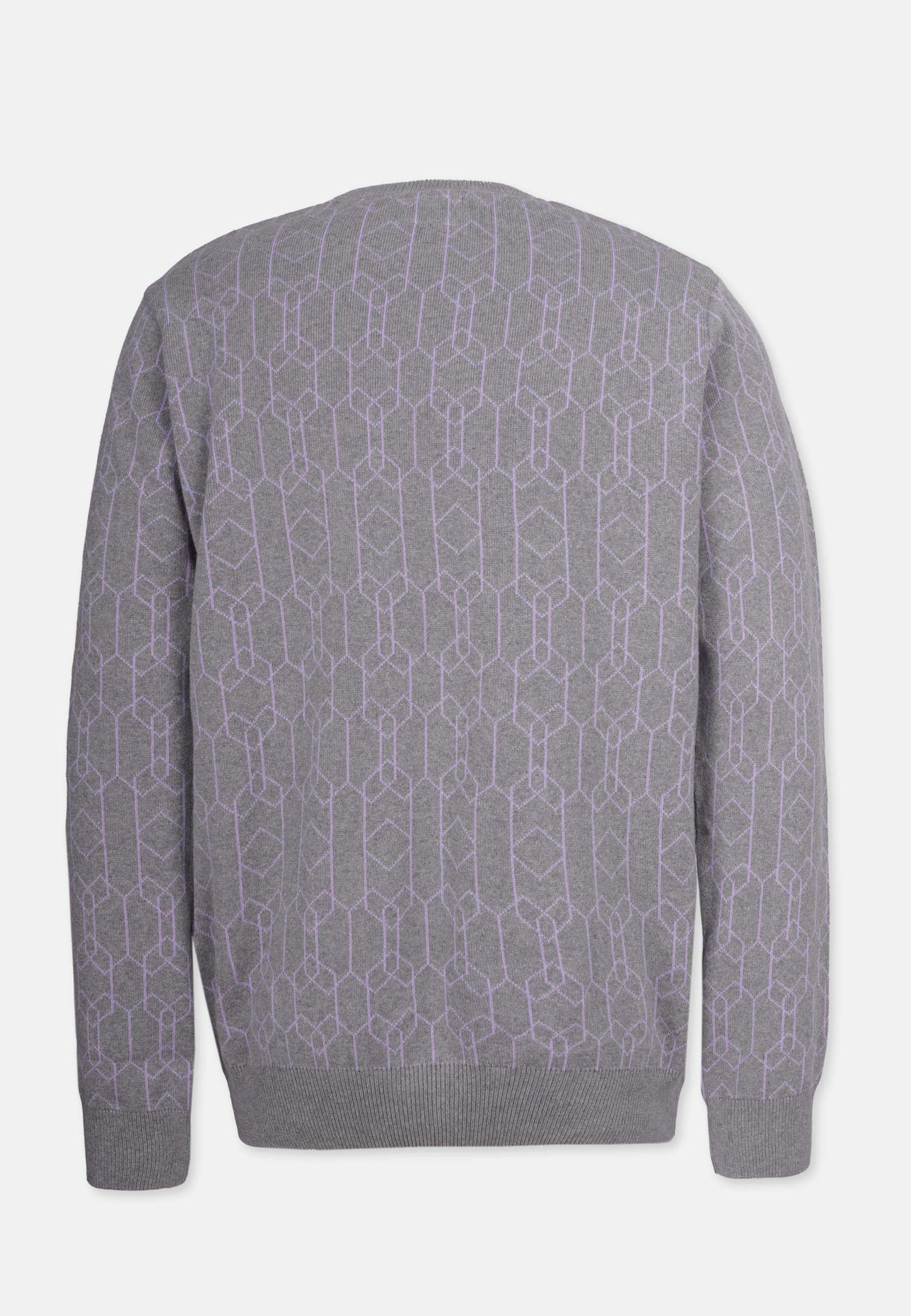Organic Cotton Patterned Knit Sweater Grey