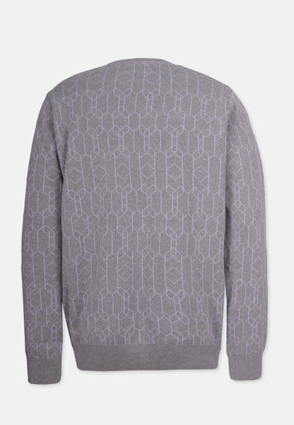 Organic Cotton Patterned Knit Sweater Grey