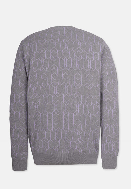 Organic Cotton Patterned Knit Sweater Grey